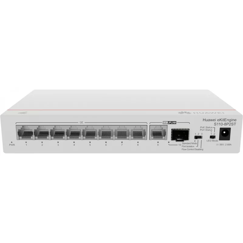 HUAWEI eKit S110 Series S110-8P2ST Unmanaged L2 Gigabit Ethernet (10/100/1000) Power over Ethernet (PoE) Grey