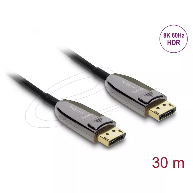DELOCK active optical DisplayPort 2.1 cable 8K 60Hz 40Gbps 30 m