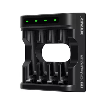 Battery charger XTAR 4-slot for AA/AAA (Li-ion, NiMH) USB-C, LED indicators, black