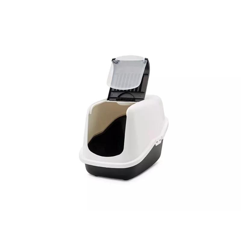Covered cat litter box Savic Nestor White-Black 56×39×38.5 cm, plastic