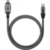 Ethernet-Cable USB-C 3.2 Gen2 Plug > RJ-45 Plug, LAN-Adapter black/Silver, 3 Meter, braided textile jacket