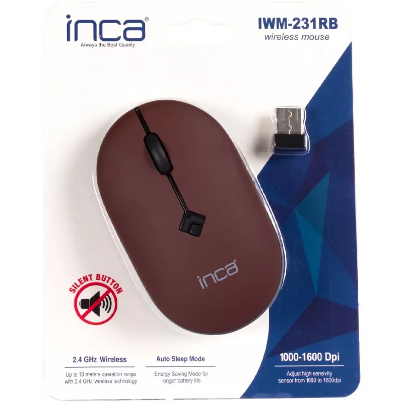 INCA Mouse IWM-231RB 1600 DPI,Wireless,4 Tast.,Brown,2,4GHz