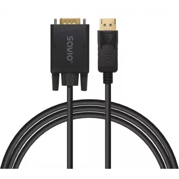 SAVIO DisplayPort to VGA (D-Sub) cable 1.8 m, black