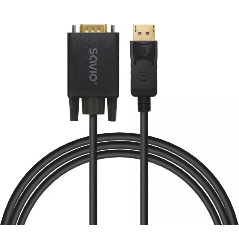 SAVIO DisplayPort to VGA (D-Sub) cable 1.8 m, black