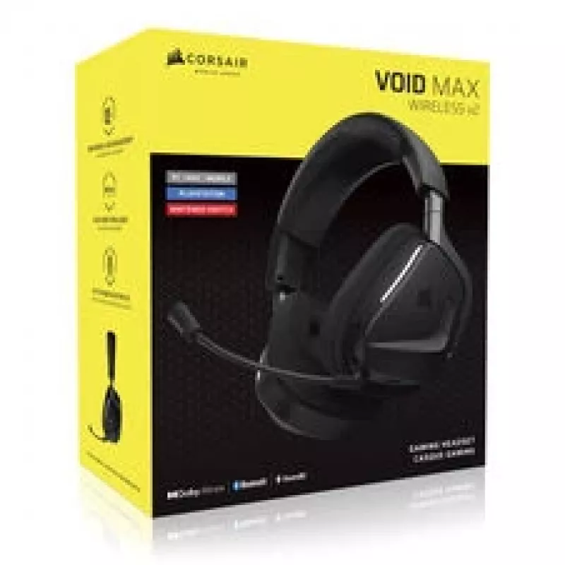 Wireless Gaming Headset CORSAIR VOID V2 MAX — Carbon, RGB lighting, 7.1 surround
