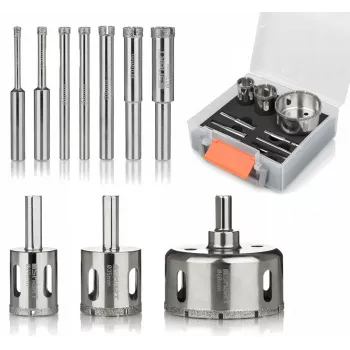 Diamond core drill set Smart SM-25-SET10G, 10 pieces, diameters 4–68 mm