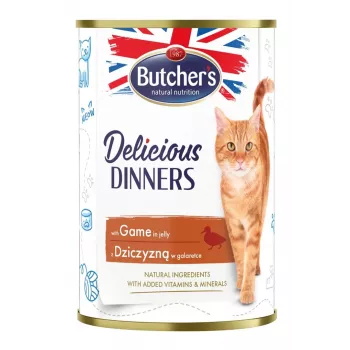 Wet cat food butcher's Delicious Dinners 400 g — Adult, venison flavor, 82% moisture, 8.5% protein, 5.5% fat