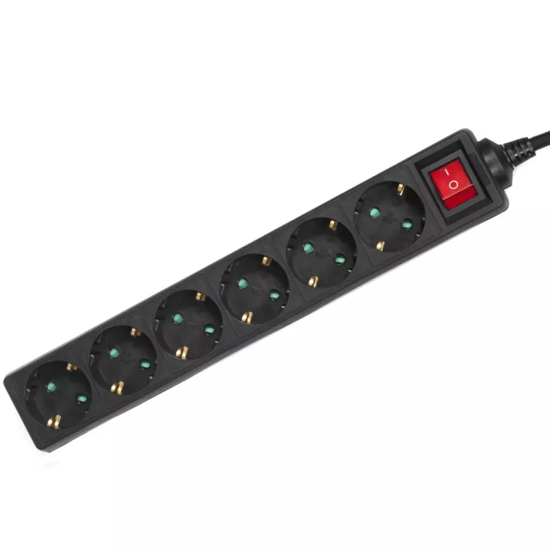 Socket box MACLEAN MCE195G 6-way power strip, 5 m cable, black