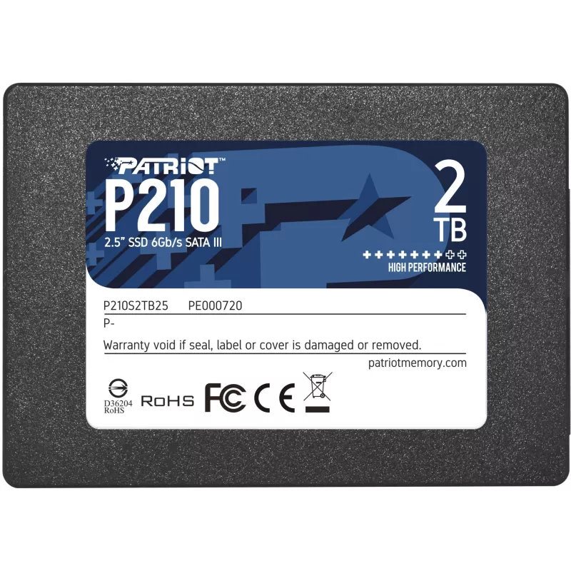 2.5 inch SATA III SSD PATRIOT P210 2 TB — 500 MB/s read, 400 MB/s write, 7 mm