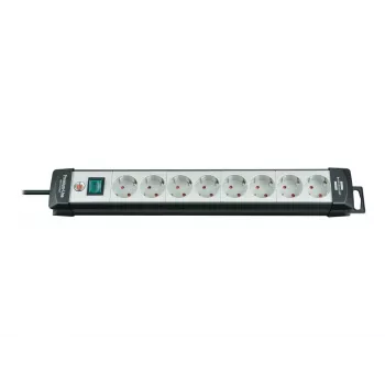 Brennenstuhl Premium-Line 8-fach schwarz/lichtgrau Premium-Line Steckdosenleiste 8-fach schwarz/lichtgrau, 5 m Kabel H05VV-F 3G1,5, Mit Schalter, Stab