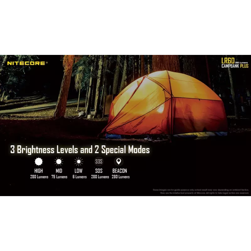 Battery powered camping lantern Nitecore LR60 280 lm USB C