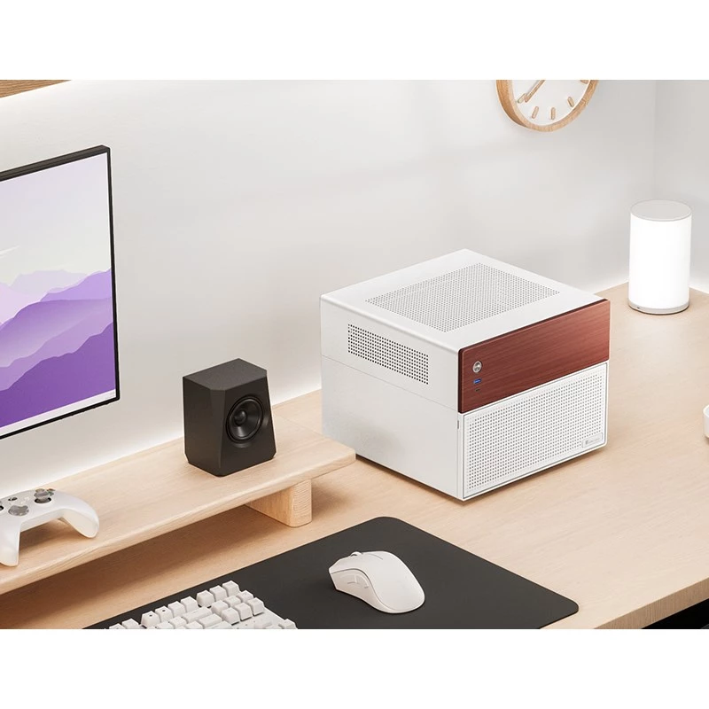 Micro Tower Computer Case Jonsbo N4 WHITE Mini-ITX with Tempered Glass