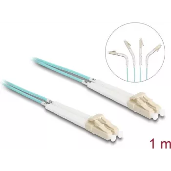 Delock - Network Cable - LC Multi-Mode (M) angled to LC Multi-Mode (M) angled - 1,0m - Fibre Optic - Duplex - 50/125 micrometre - OM3 - Halogen-Free - aquamarine (88079)