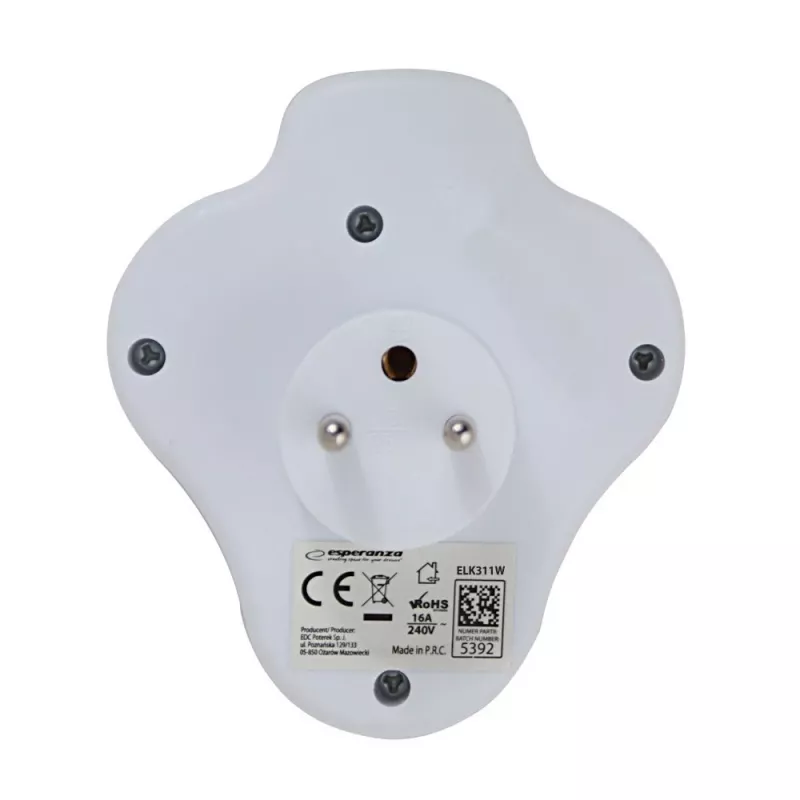 Esperanza ELK311W Electrical splitter 2 GN. USB-C USB-A ON. White