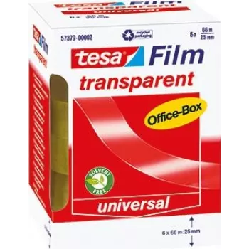 tesafilm® transparent, 6 rolls, Office Box, 66m x 25mm (11640H)