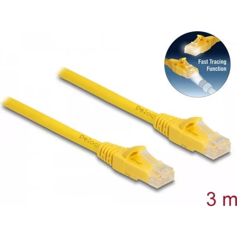 DeLOCK RJ45 Cable Cat.6A U/UTP Fast Tracing 3 m Yellow