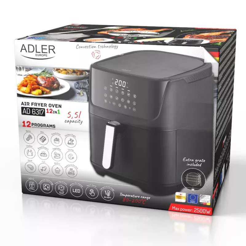 Air Fryer Oil-free - 12 programs 5.5 L Adler