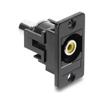 Panel-mount Cinch connector DELOCK 91111 – yellow/black, panel mount audio/video connector