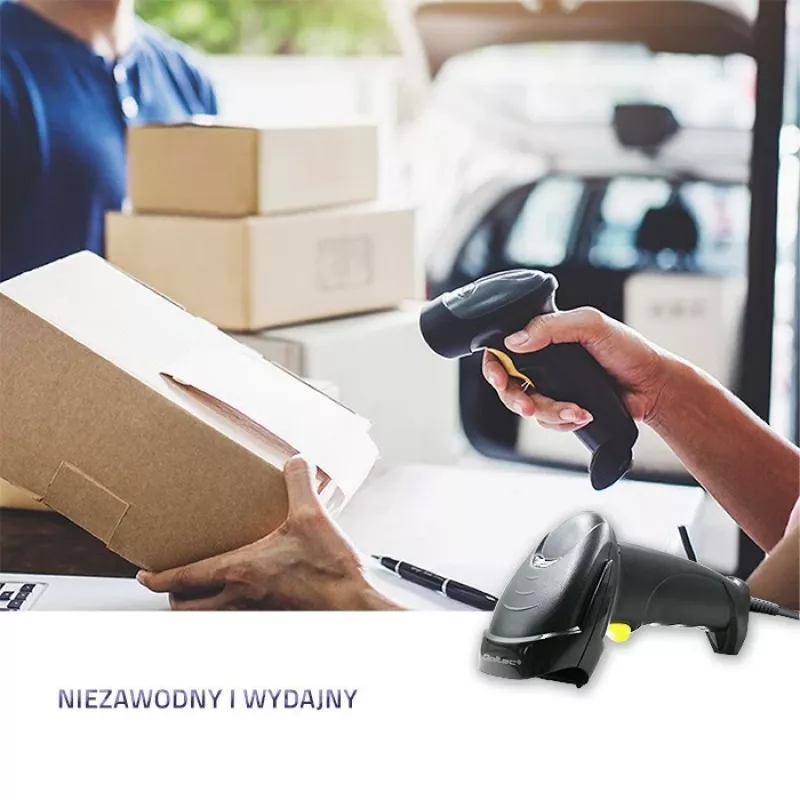 Qoltec 1D Laser Barcode Reader | USB | Black