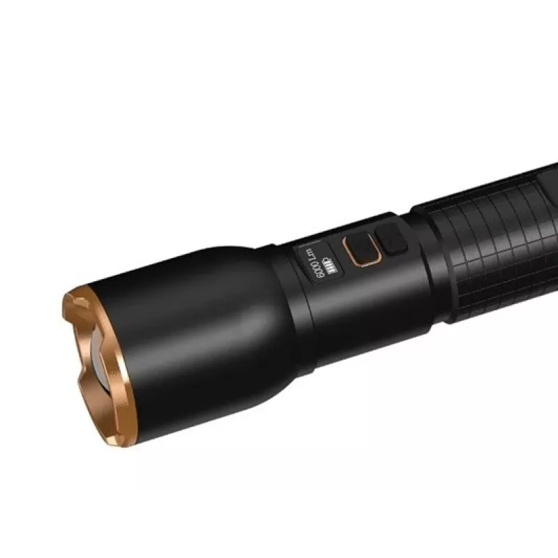 Flashlight Duracell DF6000R Gift Box — handheld rechargeable torch, black