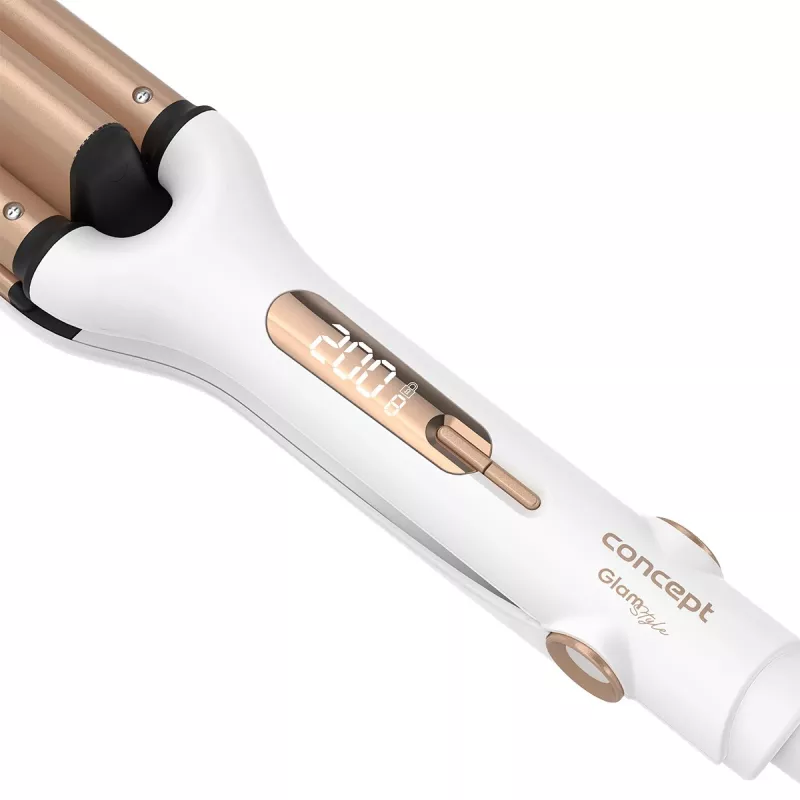 Hair waver Concept GLAM Style KT2140 — 100 W, 120–200°C, 9 heat levels, 1.8 m swivel cord, gold