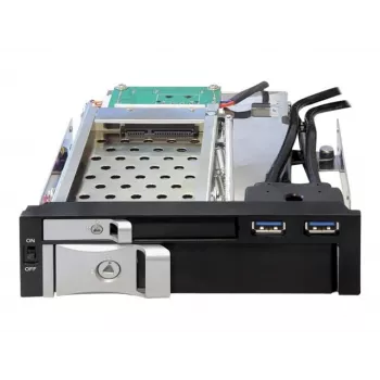 DeLOCK 5,25 Mobile Rack for 1 x 2,5 + 1 x 3,5 SATA HDD + 2 x USB3.0 Ports - mobile Memory-Rack - 6,4 cm, 8,9 cm (2.5, 8,90cm (3.5)) (47209)