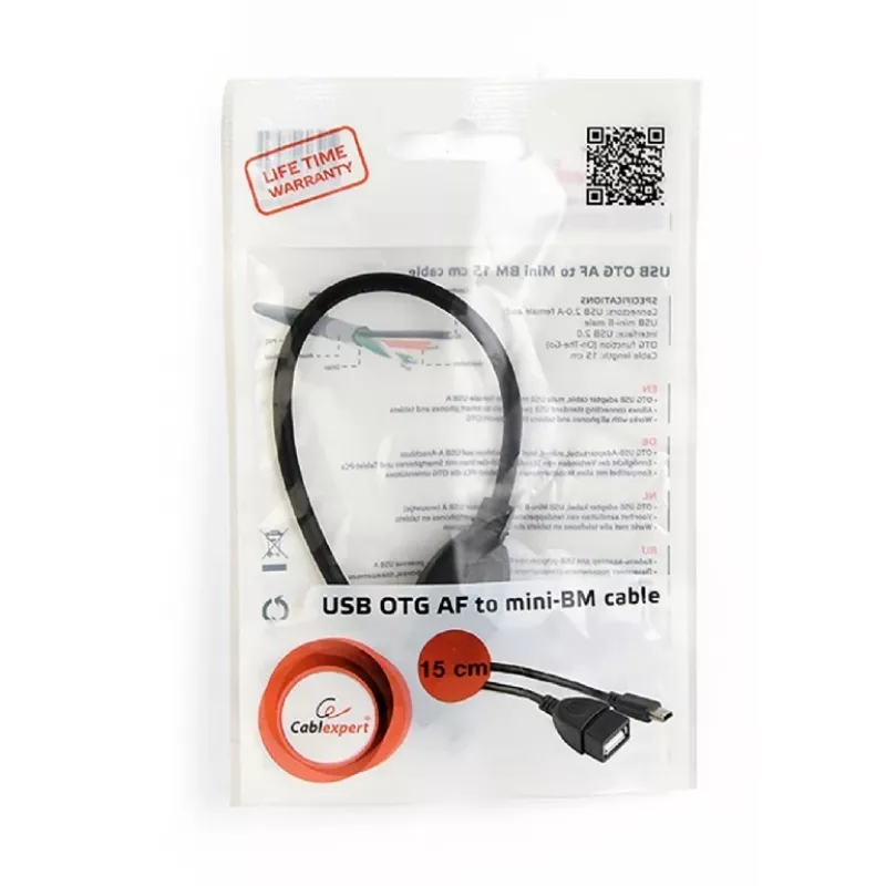 Cable USB OTG Mini BM -> USB AF 15cm