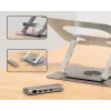 Laptop stand Unitek D1109B01 — aluminium adjustable stand with detachable USB‑C HDMI 4K PD 100W, 2x USB‑A, RJ‑45, for up to 17 inch