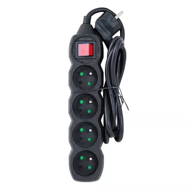 Power extension cord ESPERANZA ELK212K — 1.5 m cable, 4 Type E AC outlets, indoor, black