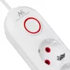 Power strip MACLEAN MCE395 W — 5 sockets, 3× USB A, 110–240 V AC, 2.1 A USB, max 2500 W, white, 1.5 m cable