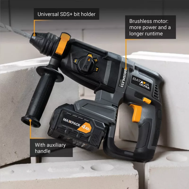 Batavia B.V. 18V Cordless Brushless Rotary Hammer SDS+, Without Battery and Charger in BMC