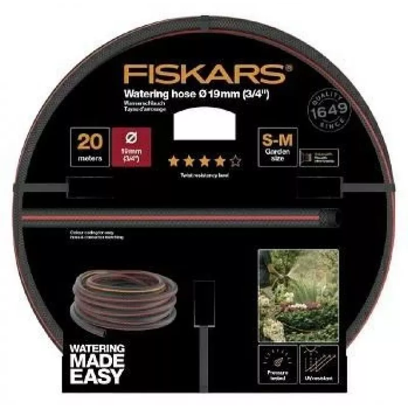 Garden watering hose Fiskars Q4 3/4 inch 20 m, durable 19 mm inner diameter