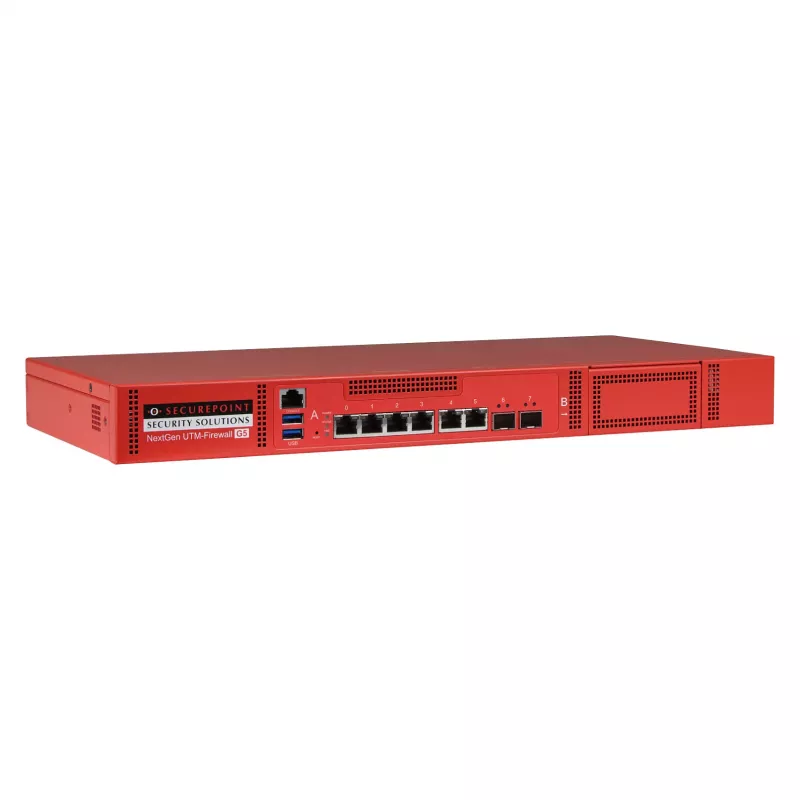 Securepoint RC300S G5 Security UTM Appliance, 13 Gbit/s, 1.5 Gbit/s, 100 user(s), AES, Wired, RJ-45