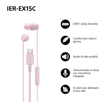 Sony IER-EX15C Headset Wired In-ear Calls/Music USB Type-C Pink