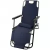 Folding Garden Recliner with Cushion Black Forest, Navy Blue