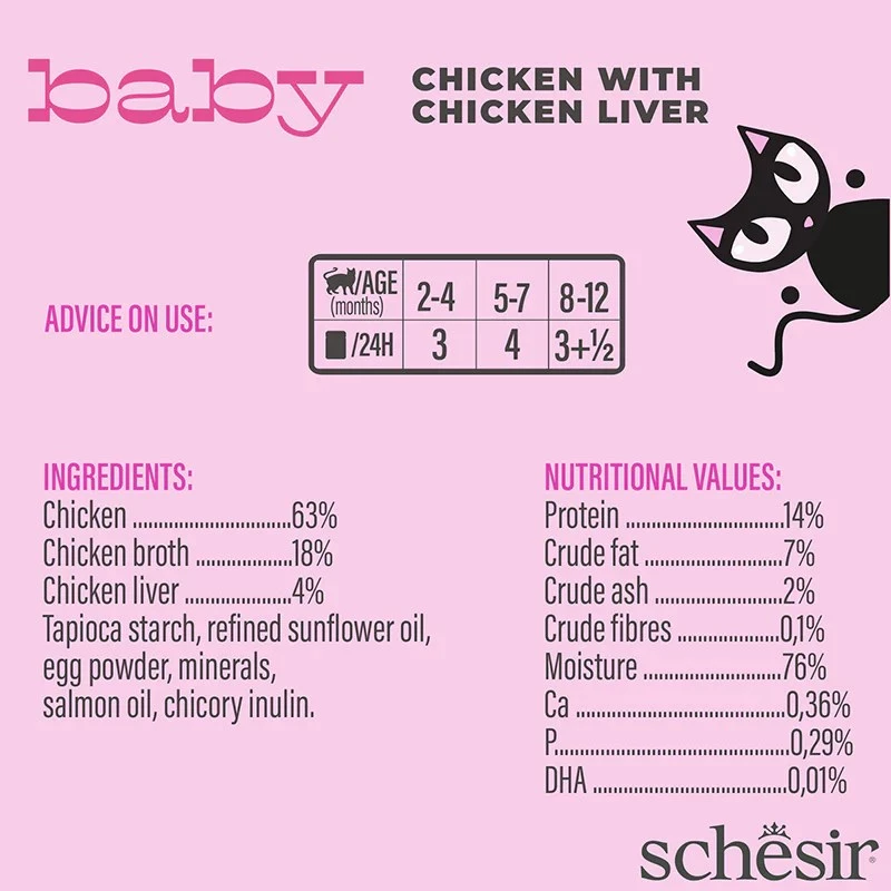 Wet cat food Agras Pet Foods Schesir Baby in Brühe 70 g — chicken, grain-free, for junior cats