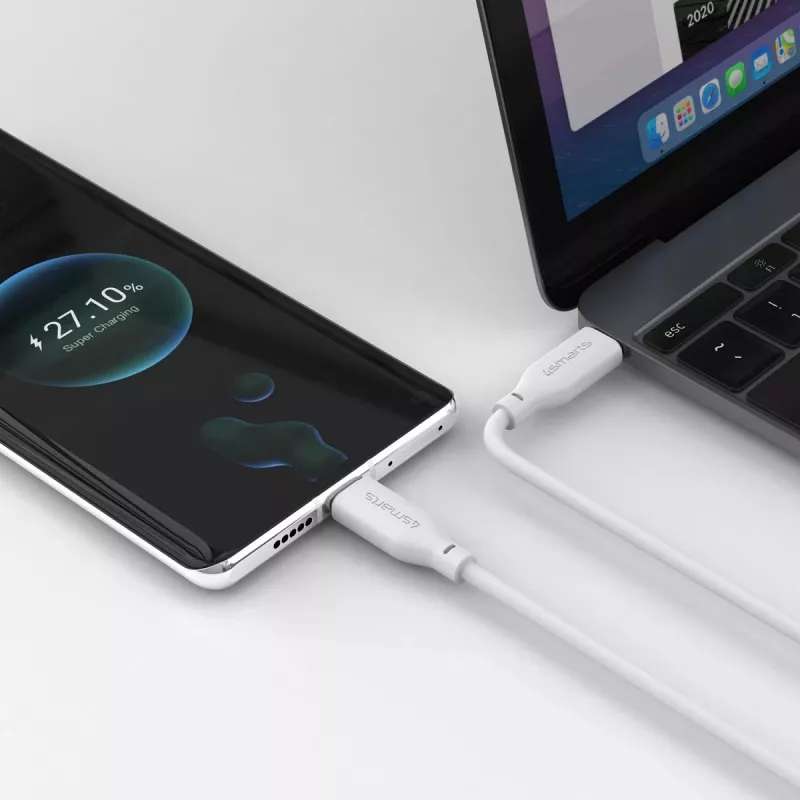 4smarts USB-C / USB-C Silicone-Cable High Flex 60W 1,5m White