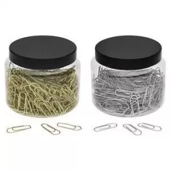 Paper clips WEDO 26 mm brass, clear storage box with screw cap