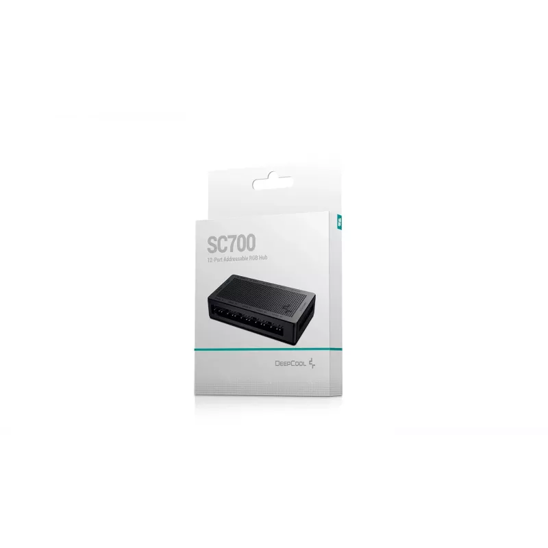 DeepCool RGB Hub SC700 12-Port Addressable RGB Hub, 12 ARGB 3-pin Ports, Magnetic Mount, Black, 45×84×15 mm