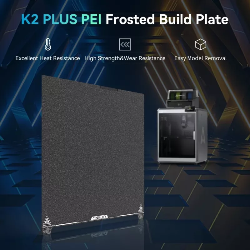 Build plate Creality K2 Plus PEI Frosted 400×400 mm — replacement print bed
