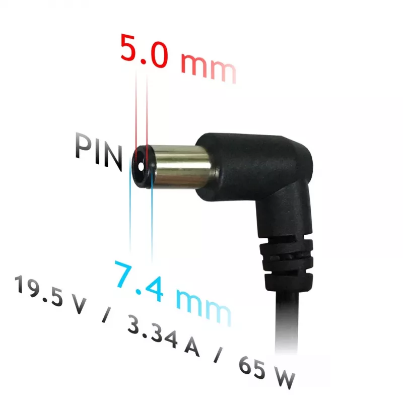 Laptop power adapter Akyga AK-ND-05 65W 19.5V 3.34A for DELL, 1.2m cable, black