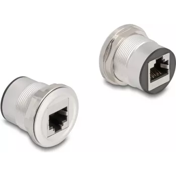 DeLOCK 88190 Socket-Outlet 2 x RJ-45 Black Silver