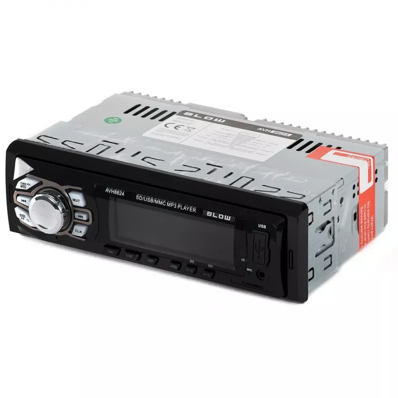 Car radio BLOW AVH-8624 — FM RDS, 45W RMS, Bluetooth, USB, MicroSD, AUX, LCD display, remote, black
