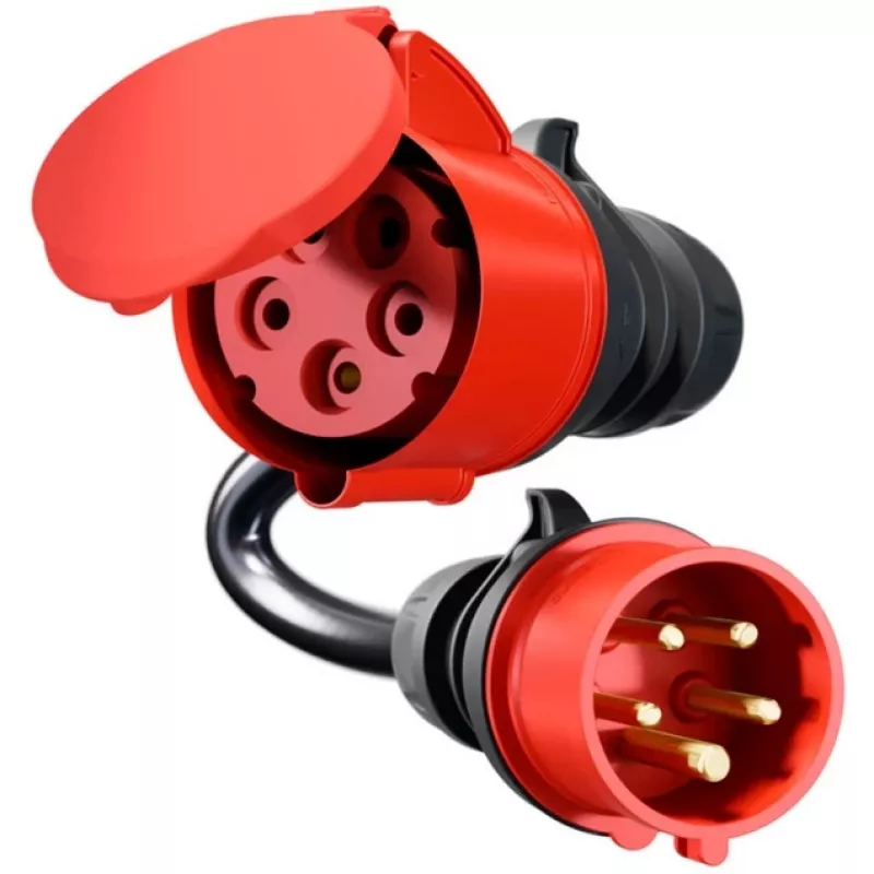 Adapter for Gemini flex 22 kW CEE red three-phase current 32A > CEE red 16A black 30cm