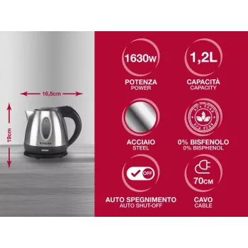 Electric kettle Beper P101BOL001 1.7L 2200W Black