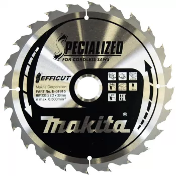 Makita Efficut - Circular Saw Blade - for Wood - 235 mm - 24 Teeth - for Makita DHS900, DHS900Z, DHS900ZU (E-01915)