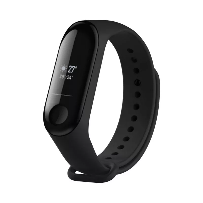 Silicone strap FIXED for Xiaomi Mi Band 3/4 — Black, replacement flexible durable silicone