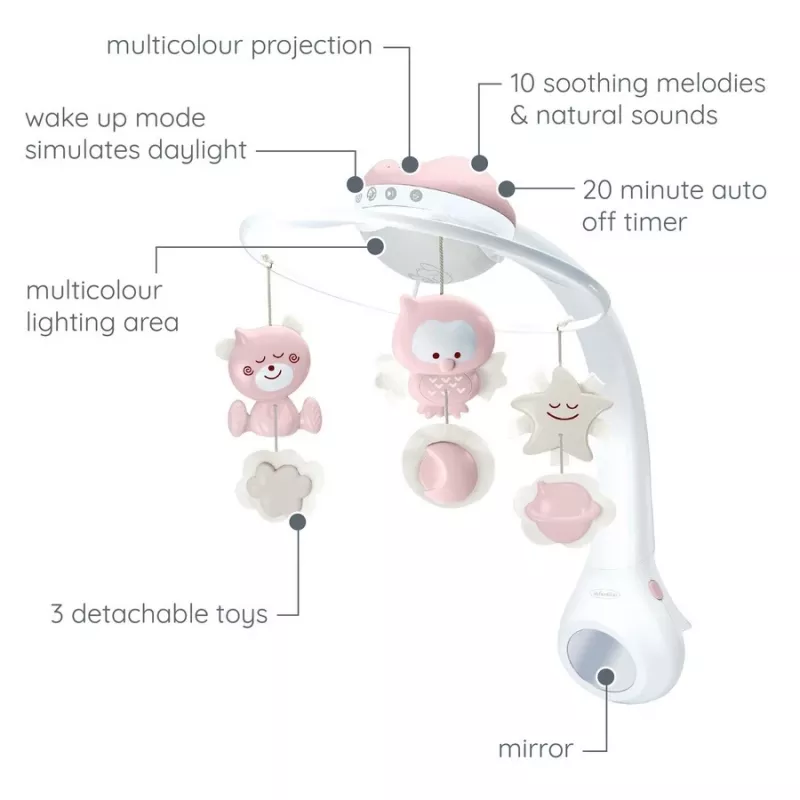 Baby music box B-kids 3in1 Infantino 150302050 — powder pink, 3-in-1 soothing toy