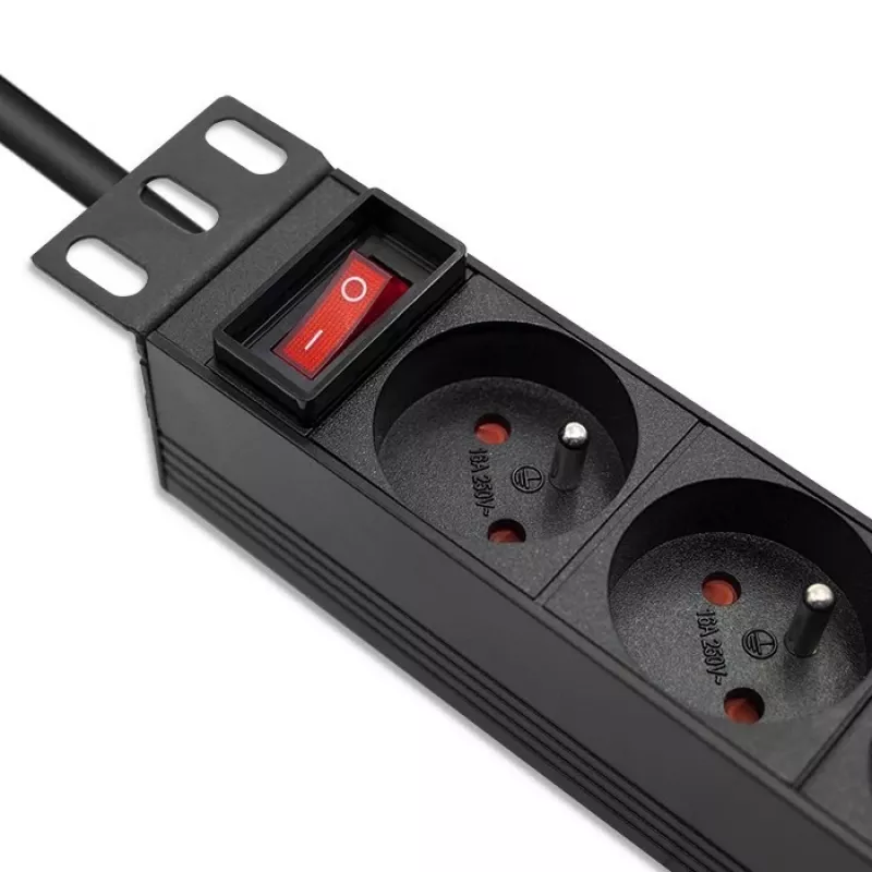 Qoltec Aluminum PDU for 10'' RACK | 1U | 16A | 4xFRENCH | 1.8m
