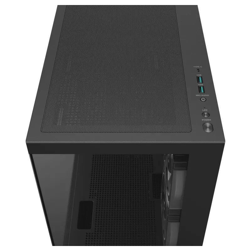 PC Midi Tower DeepCool CG380 3F — Black, 235×437×451 mm, supports 2x120 mm side + 1x120 mm rear fans, bottom PSU, 2.5 inch/3.5 inch HDD